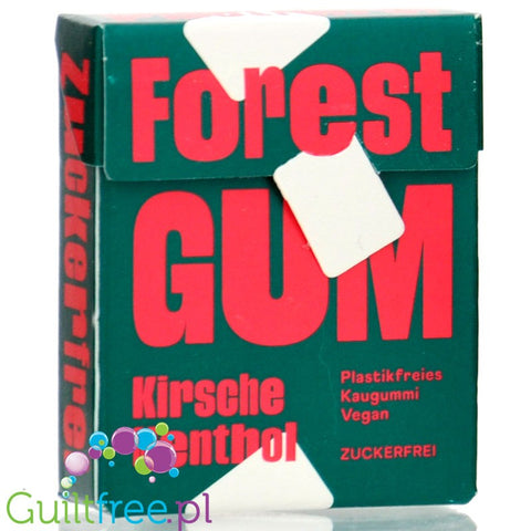 Forest Gum Kirsche Menthol - vegan sugar-free chewing gum with xylitol and stevia, no plastic