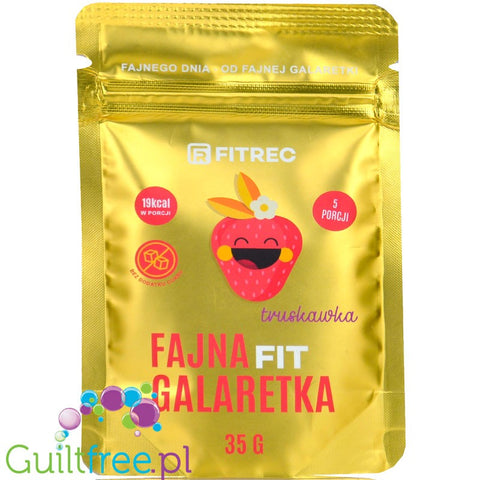 FitRec Fajna Galaretka Strawberry, sugar free jelly powder, 5 servings