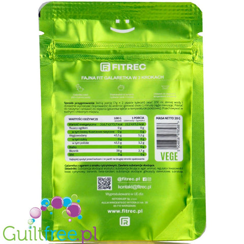 FitRec Fajna Galaretka Vege Lemon 28g, vegan sugar-free jelly, 5kcal per serving
