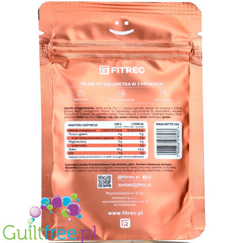 FitRec Fajna Galaretka Peach, sugar free jelly powder, 5 servings