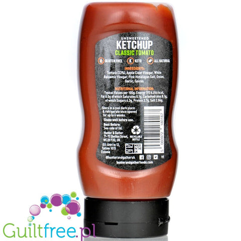 Hunter & Gather Classic Tomato Ketchup 350g unsweetened keto friendly ketchup