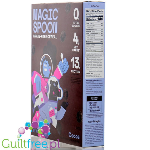 Magic Spoon Cocoa Cereal - proteinowe keto płatki śniadaniowe bez glutenu, soi i cukru, kakaowe kółeczka