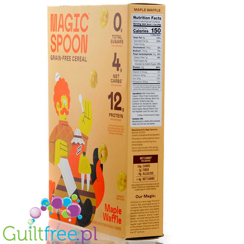 Magic Spoon Maple Waffle Cereal - proteinowe keto płatki śniadaniowe bez glutenu, soi i cukru, smak Gofry Klonowe