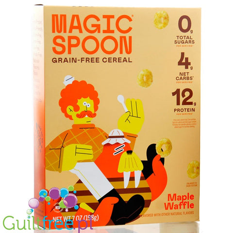 Magic Spoon Maple Waffle Cereal - proteinowe keto płatki śniadaniowe bez glutenu, soi i cukru, smak Gofry Klonowe