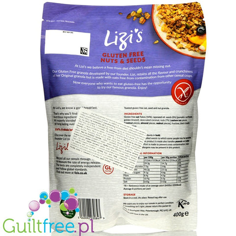 Lizi's Sugar Free Granola - roasted oatmeal with nuts, low glycemic load, no added sugar