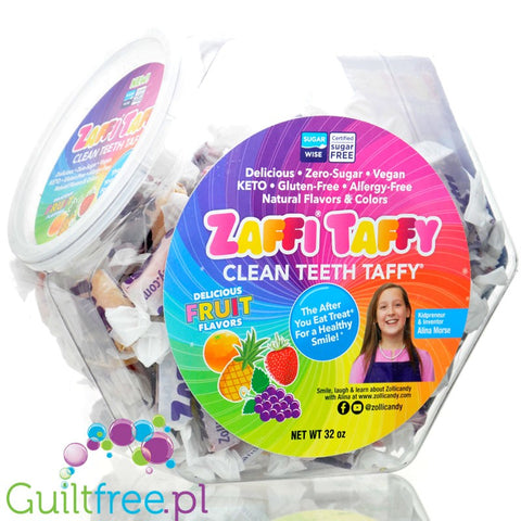 ZolliPops ® Zaffi Taffy 0,85kg - wegańskie miękkie cukierki wieloowocowe bez cukru