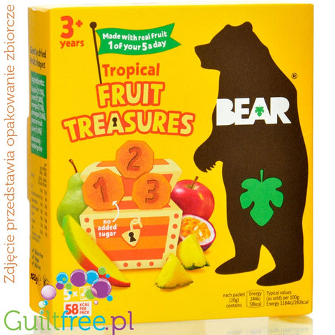Bear Fruit Treasures Tropical 20g - fruit snack 100% fruit