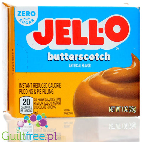 JellO Buttercotch Pudding Zero Sugar - Budyń Zero cukru & tłuszczu instant, smak Ciasteczkowy Herbatnikowy