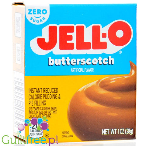 JellO Buttercotch Pudding Zero Sugar - Budyń Zero cukru & tłuszczu instant, smak Ciasteczkowy Herbatnikowy