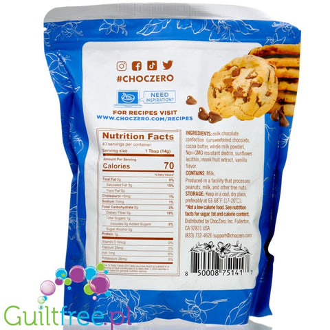 ChocZero No Sugar Added Milk Chocolate Baking Chips