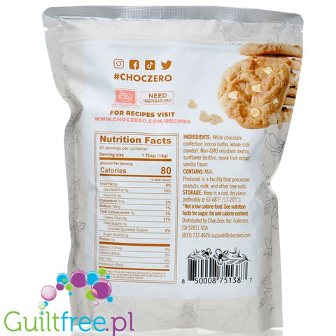 ChocZero No Sugar Added White Chocolate Baking Chips with monk fruit