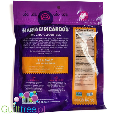 Maria and Ricardo's Almond Flour Keto Tortillas, Sea Salt 6 tortillas
