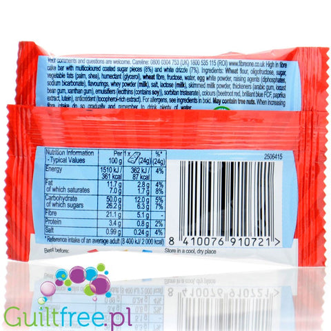 Fibre One 90 Calorie Birthday Cake Square - milk soft snack bar 87kcal