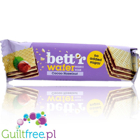 Bett'r Wafer Cacao Hazelnut 30g - sugar-free organic wafer with cocoa-nut cream