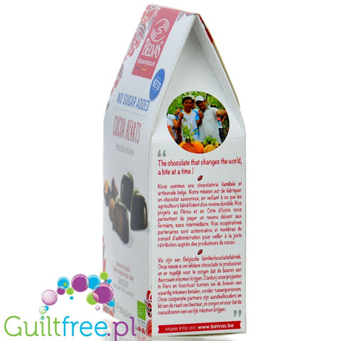 Belvas Hearts - no sugar added Belgian organic chocolate pralines