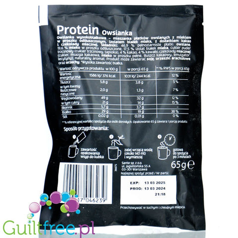 Sante Go On Protein Owsianka Malina & Chia - jednoporcjowa owsianka proteinowa, 19g białka