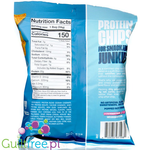 Legendary Popped Protein Chips, Ranch - chipsy proteinowe 20g białka, Zioła & Śmietanka