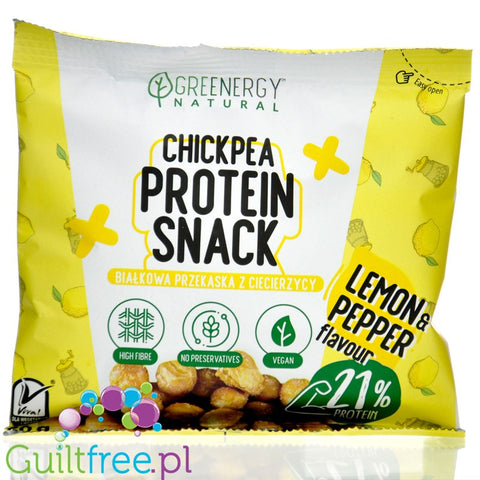 Greenergy Chickpea Protein Snack Lemon & Pepper 50g - chickpea protein snack