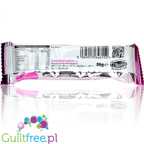 YuBi Protein Bar Raspberry Ripple 99kcal - vegan protein bar without sugar 10g protein.