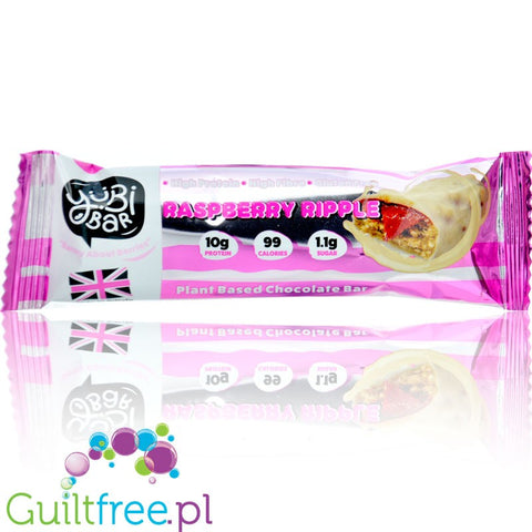 YuBi Protein Bar Raspberry Ripple 99kcal - vegan protein bar without sugar 10g protein.