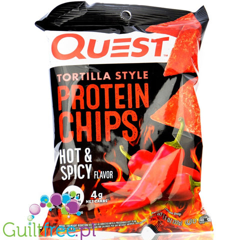 Quest Protein Tortilla Chips, Hot & Spicy - spicy protein chips 19g protein