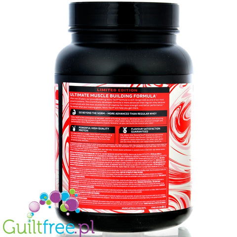 MuscleTech Nitro-Tech Performance White Chocolate Raspberry 0.9kg - dense protein supplement, limited flavor