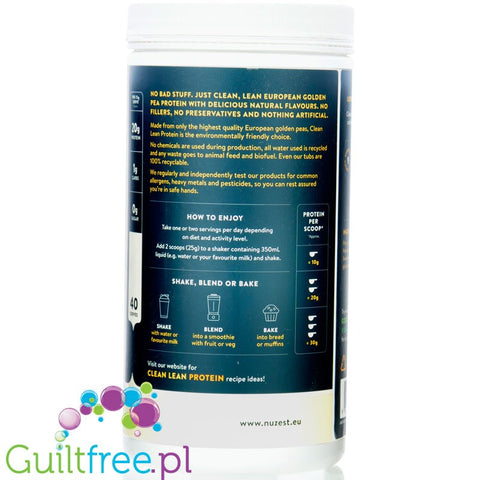 Nuzest Clean Lean Protein Smooth Vanilla 1kg - a vegan protein supplement with a great composition based on European peas