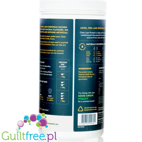 Nuzest Clean Lean Protein Smooth Vanilla 1kg - a vegan protein supplement with a great composition based on European peas