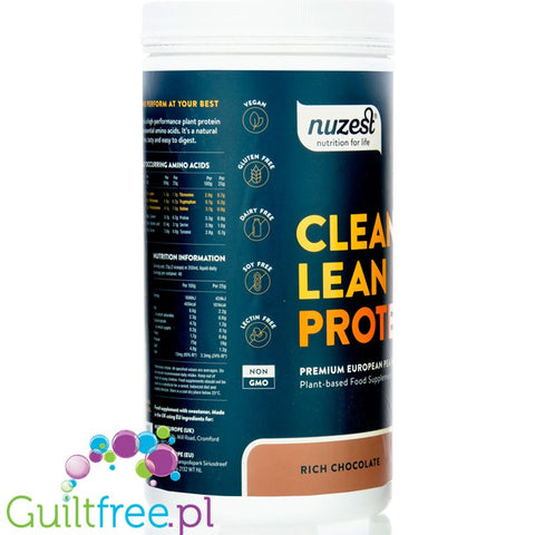 Nuzest Clean Lean Protein Rich Chocolate 1kg - vegan ultra-pure protein supplement based on European peas