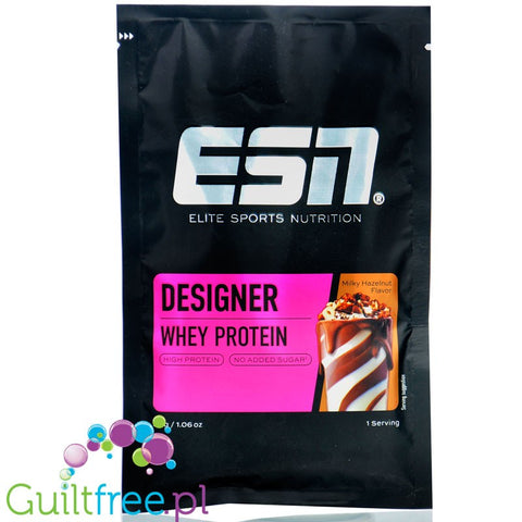 ESN Designer Whey Milky Hazelnut 30g - odżywka białkowa  WPI, WPH & WPC, smak Mleczna Czekolada & Orzech Laskowy