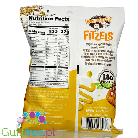 Lenny Larrys Fitzels Protein Pretzels, Boujie Mustard - vegan pretzels with added protein, mustard flavor