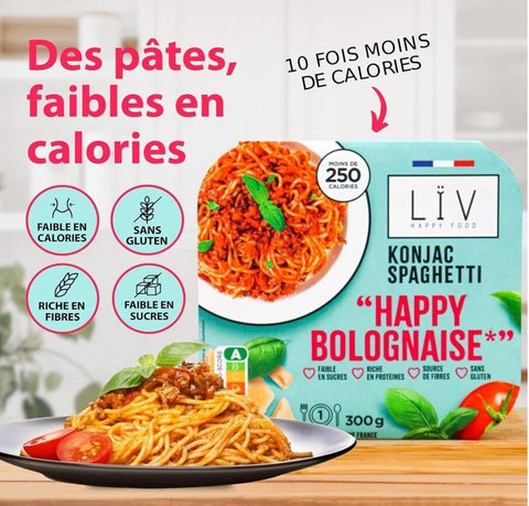 Liv Happy Food Konjac Spaghetti Bolognese - obiad 235kcal, makaron konjac w sosie pomidorowym z parmezanem