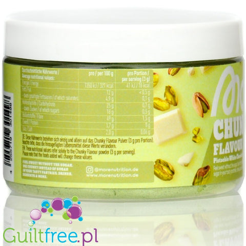 More Nutrition Chunky Flavor Pistachio White Chocolate 150g, aromat w proszku 10kcal, smak Biała Czekolada z Pistacją