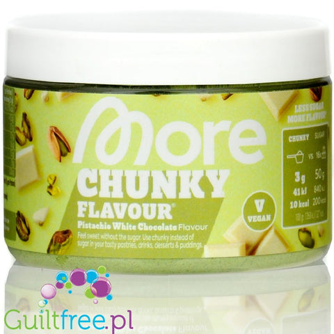 More Nutrition Chunky Flavor Pistachio White Chocolate 150g, aromat w proszku 10kcal, smak Biała Czekolada z Pistacją