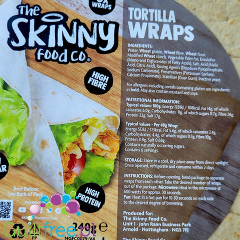 Skinny Food Protein Tortilla 6pcs x 21cm - keto protein wraps 123kcal & 4g carbohydrates