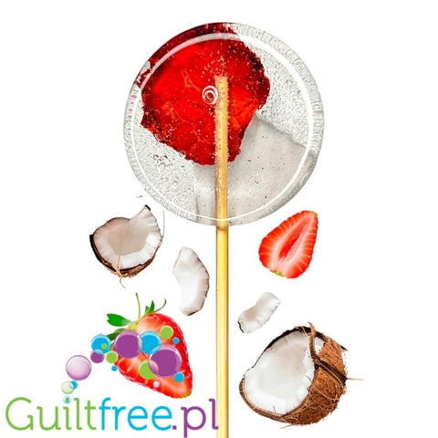 TimPops Coconut-Strawberry 4cm - natural sugar-free lollipop with fruit pieces, 39kcal