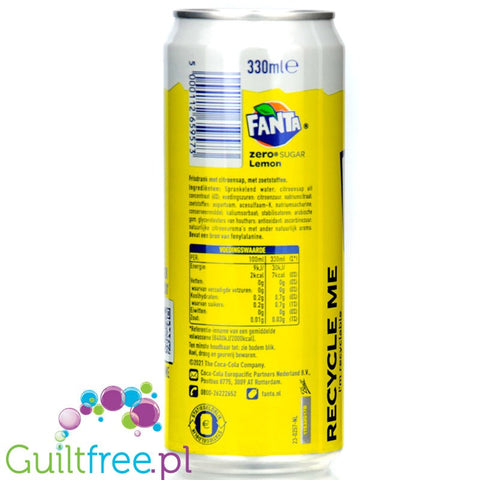 Fanta Lemon Zero 330ml - lemon Fanta without sugar and kcal 6% fruit juice