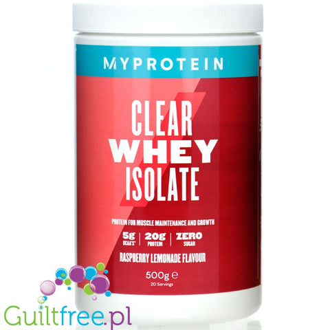 MyProtein Clear Whey Isolate Raspberry Lemonade - flavored hydrolysate, nutrition 20g protein in 90kcal Raspberry Lemonade