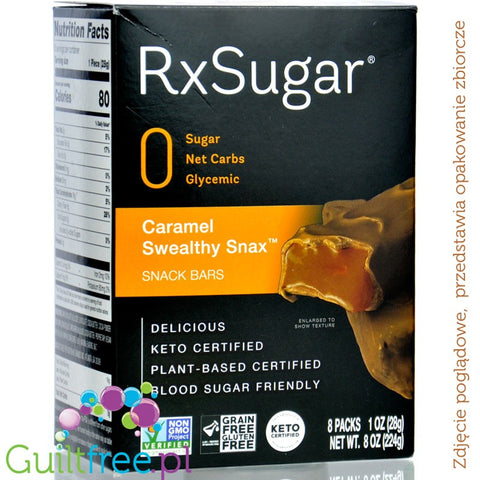 RxSugar Snack Bar, Caramel 28g - allulose bar