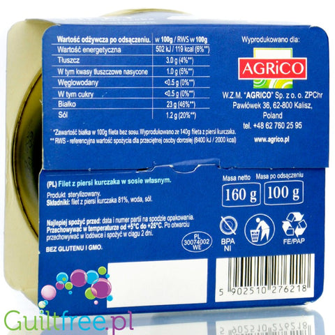 Agrico 100% chicken fillet saute - 160g can