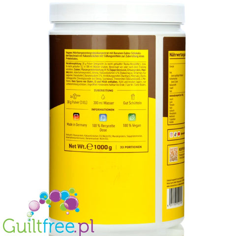 Rocka Nutrition Protein Shake Banana Chocolate Split 1kg - vegan protein shake with 4 sources of plant protein without sugar.