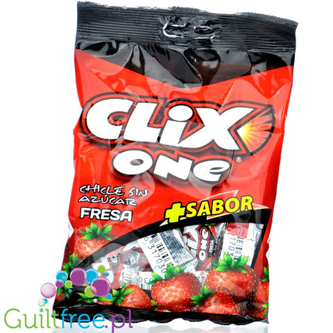 Clix One Chicle sin Azucar, Fresa - sugar-free chewing gum, Strawberry flavor, 20pcs