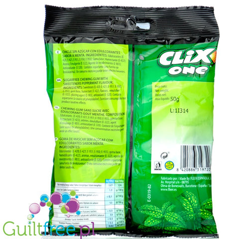 Clix One Chicle sin Azucar, Menta - sugar-free chewing gum, flavor Mint, 20pcs
