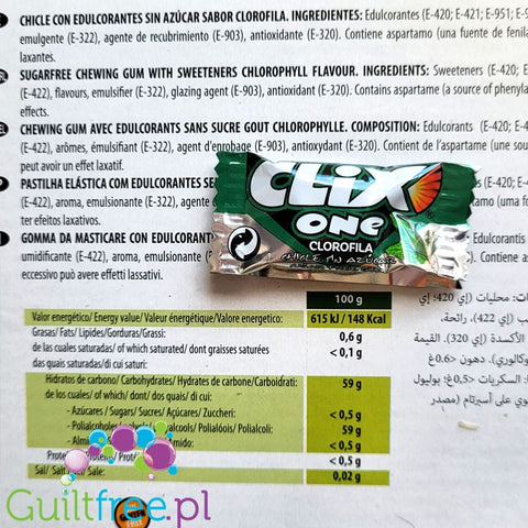 Clix One Clorophyll - sugar-free chewing gum with mint and herb flavor
