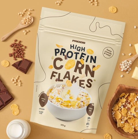Prozis High Protein Corny Flakes Choco Duo - proteinowe płatki śniadaniowe bez cukru z białą i mleczną czekoladą