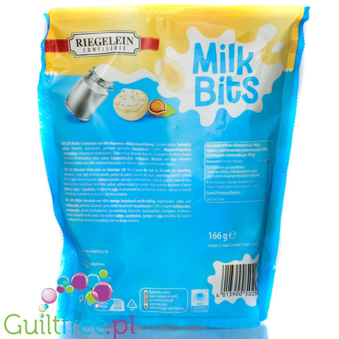 Riegelein Confiserie  Milk Bits Weisse Schokolade (CHEAT MEAL) - kule z białej czekolady z nadzieniem orzechowym