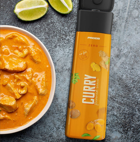 Prozis Sauce Zero, Curry -  niskokaloryczny sos obiadowy do dań z ryżem i warzywami, bez cukru i bez tłuszczu