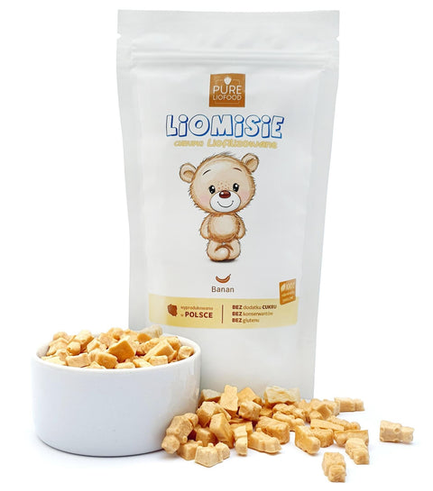 Pure Liofood Liomisie Banan - chrupki liofilizowane z banana w kształcie misiów - 100% owoców