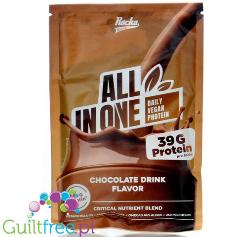 Rocka Nutrition All in One Chocolate Drink 58g - vegan protein supplement (vitamins, minerals, creatine, choline & Omega-3)