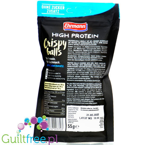Ehrmann Protein Crispy Milchschoko Karamel Balls - crispy balls in a protein milk coating caramel.